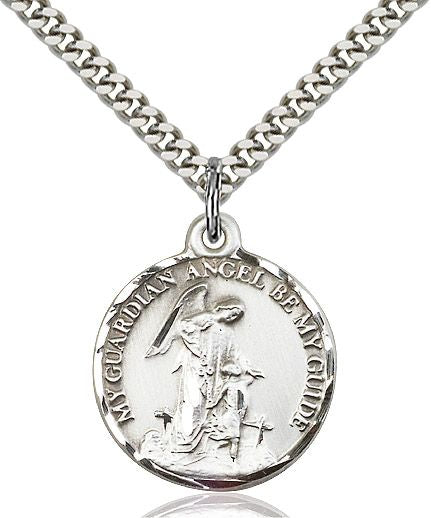 Guardian Angel medal 03411, Sterling Silver
