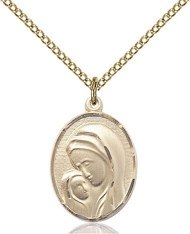 Madonna & Child medal 04472, Gold Filled