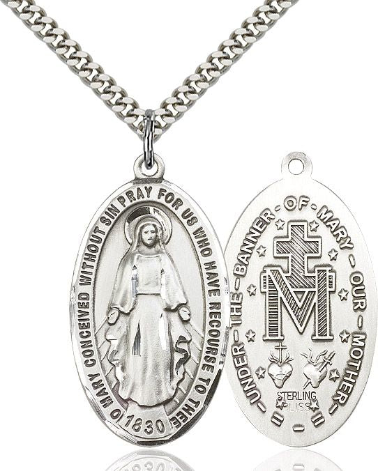 Miraculous medal 04531, Sterling Silver