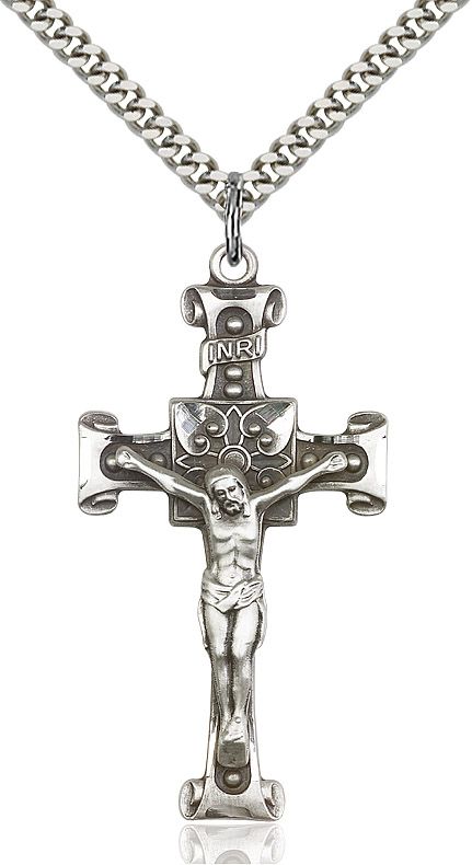 Crucifix medal 04791, Sterling Silver