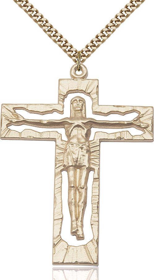 Crucifix medal 04802, Gold Filled