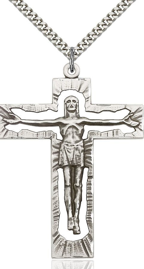 Crucifix medal 04801, Sterling Silver