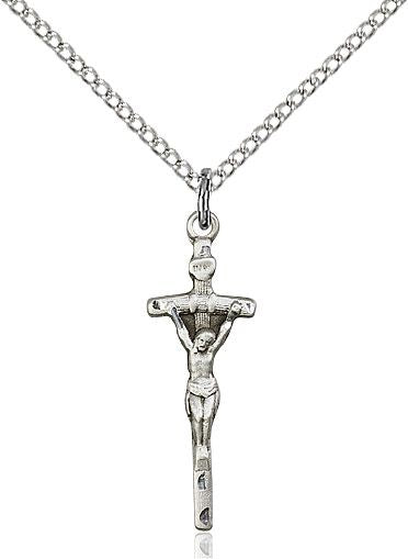 Papal Crucifix medal 05631, Sterling Silver