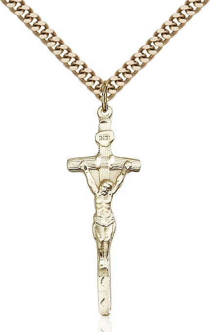 Papal Crucifix medal 05642, Gold Filled