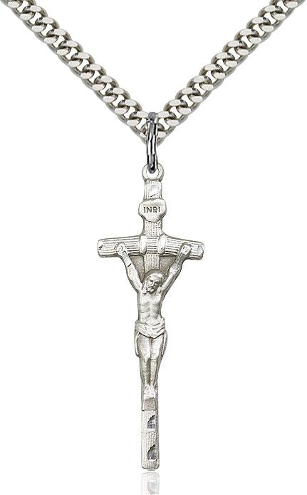 Papal Crucifix medal 05641, Sterling Silver