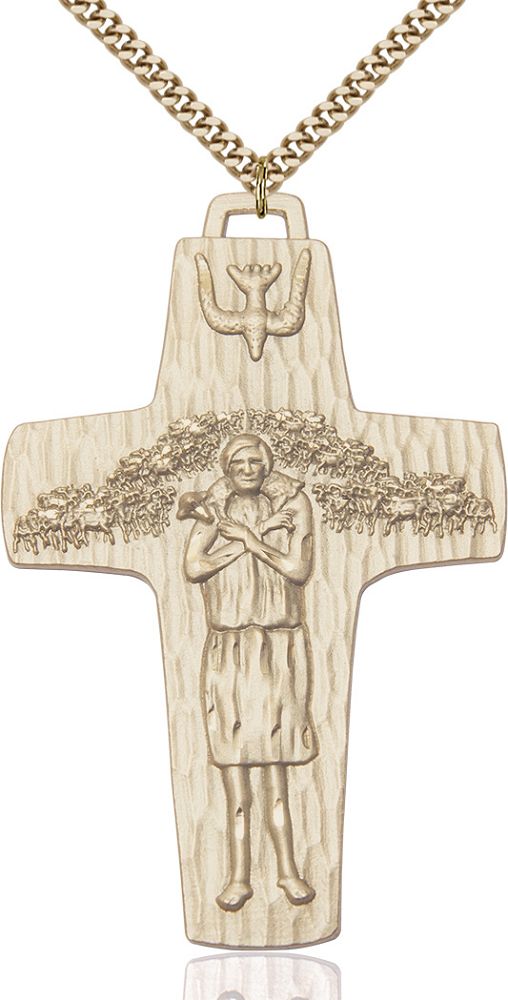 Papal Crucifix medal 05662, Gold Filled