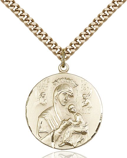 Our Lady of Perpetual Help medal 05672, Gold Filled