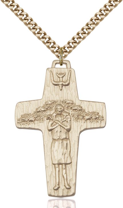 Papal Crucifix medal 05682, Gold Filled