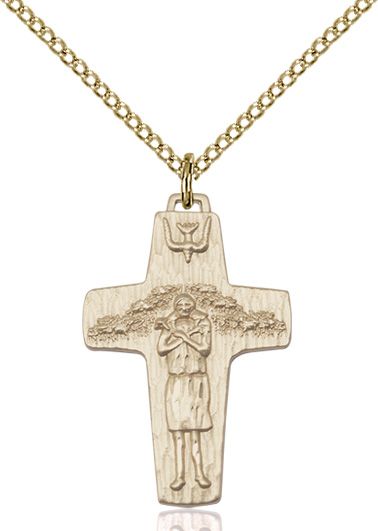 Papal Crucifix medal 05692, Gold Filled