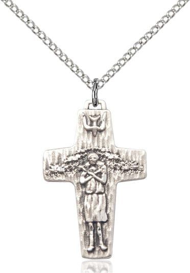 Papal Crucifix medal 05691, Sterling Silver