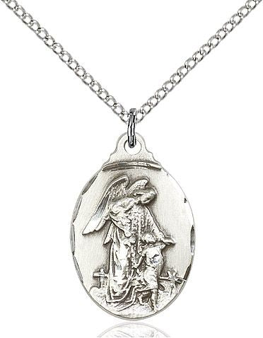 Guardian Angel medal 0599E1, Sterling Silver