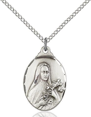 Saint Theresa medal 0599T1, Sterling Silver