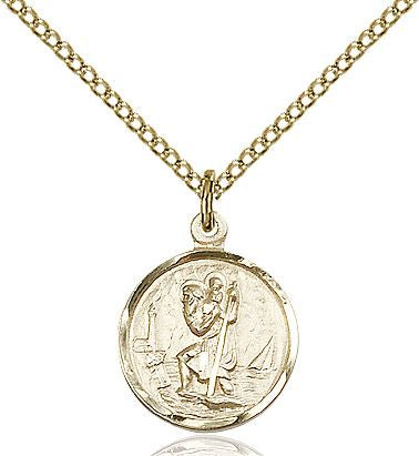 Saint Christopher round medal 0601C2, Gold Filled