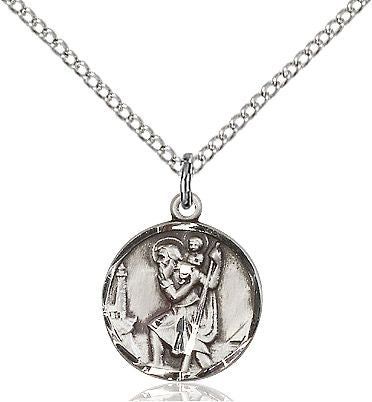 Saint Christopher round medal 0601C1, Sterling Silver