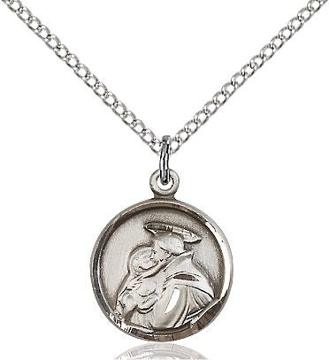 Saint Anthony round medal 0601D1, Sterling Silver