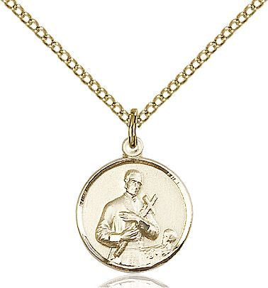 Saint Gerard Majella round medal 0601G2, Gold Filled