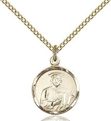 Saint Jude round medal 0601J2, Gold Filled