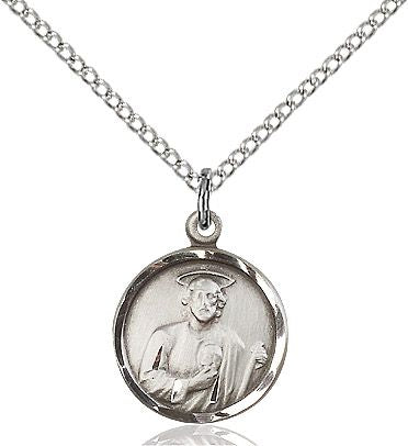 Saint Jude round medal 0601J1, Sterling Silver