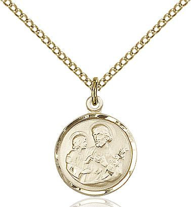 Saint Joseph round medal 0601K2, Gold Filled