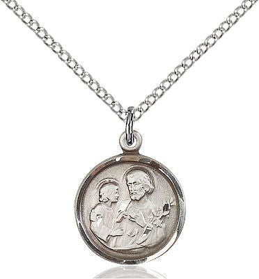 Saint Joseph round medal 0601K1, Sterling Silver