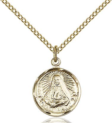Saint Frances Cabrini round medal 0601O2, Gold Filled