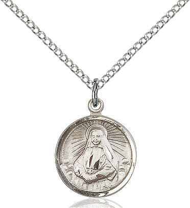Saint Frances Cabrini round medal 0601O1, Sterling Silver