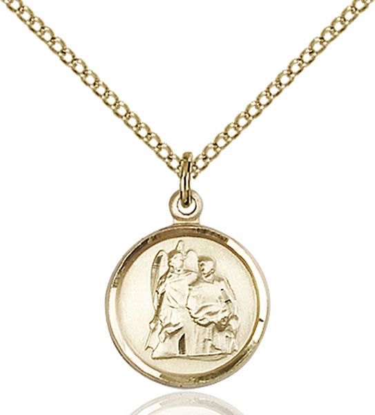 Saint Raphael the Archangel round medal 0601RA2, Gold Filled