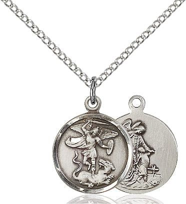 Saint Michael the Archangel round medal 0601R1, Sterling Silver