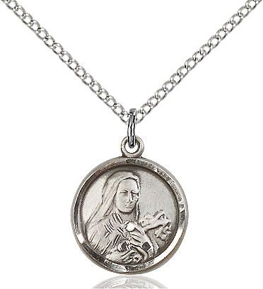 Saint Theresa round medal 0601T1, Sterling Silver