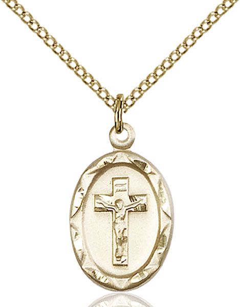 Crucifix medal 0612CF2, Gold Filled