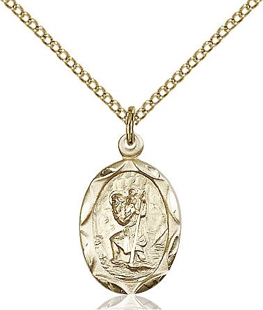 Saint Christopher medal 0612C2, Gold Filled