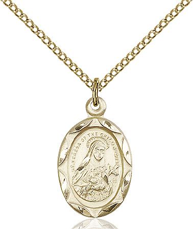 Saint Theresa medal 0612T2, Gold Filled
