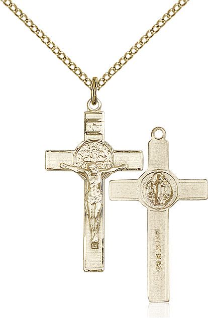 Saint Benedict Crucifix medal 06252, Gold Filled