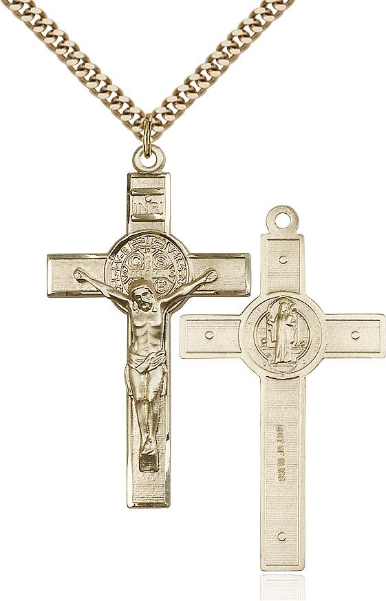 Saint Benedict Crucifix medal 06452, Gold Filled
