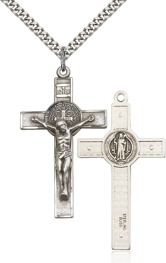 Saint Benedict Crucifix medal 06451, Sterling Silver