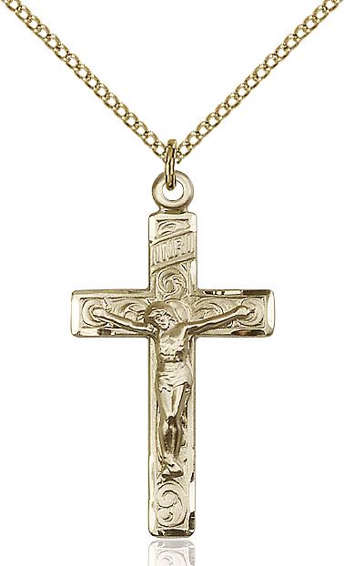 Crucifix medal 06522, Gold Filled