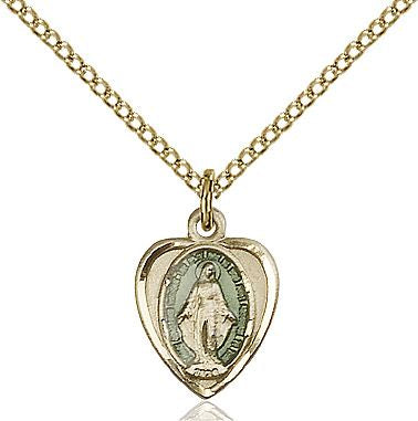 Miraculous medal with blue enamel 0706EM2, Gold Filled