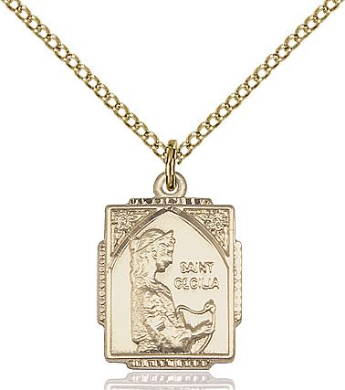 Saint Cecilia medal 0804CE2, Gold Filled