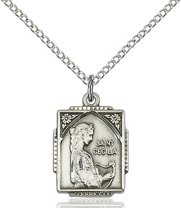 Saint Cecilia medal 0804CE1, Sterling Silver