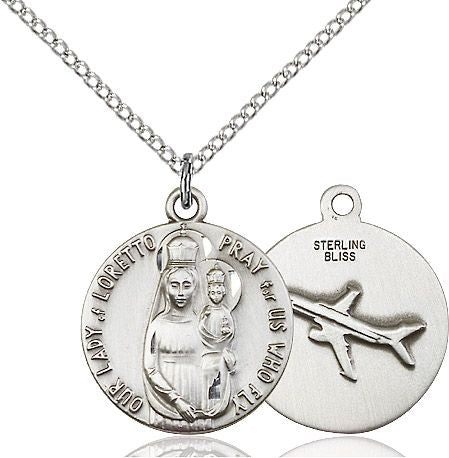 Our Lady of Loretto medal 08261, Sterling Silver