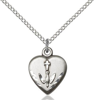 Heart Confirmation medal 08911, Sterling Silver