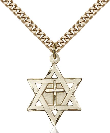 Star of David with Cross medal 1210Y2, Gold Filled