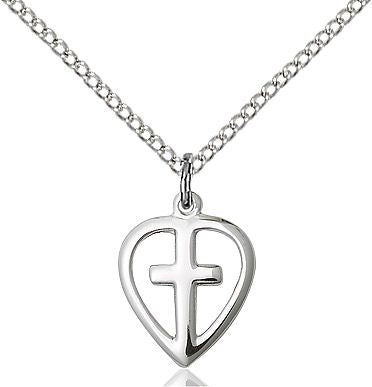 Heart and Cross medal 17091, Sterling Silver