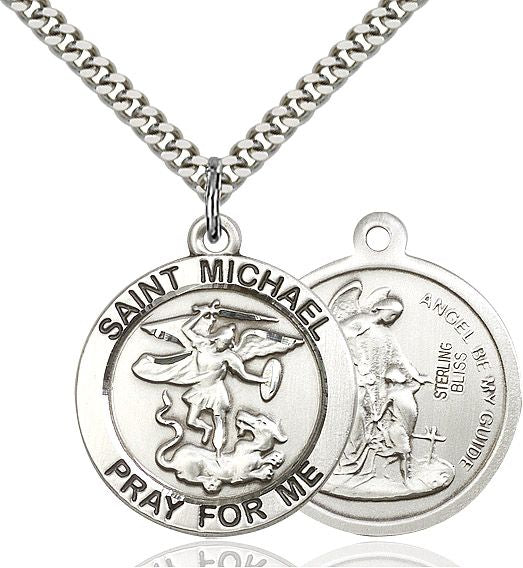 Saint Michael the Archangel round medal 40821, Sterling Silver