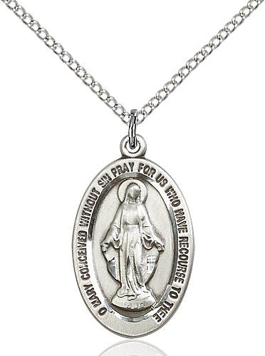 Miraculous medal 4123M1, Sterling Silver