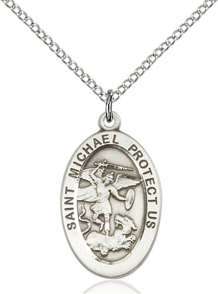 Saint Michael the Archangel medal 4123R1, Sterling Silver