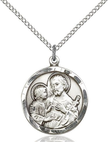 Saint Joseph round medal 41401, Sterling Silver