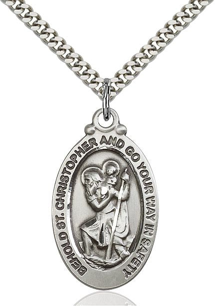 Saint Christopher medal 4145C1, Sterling Silver