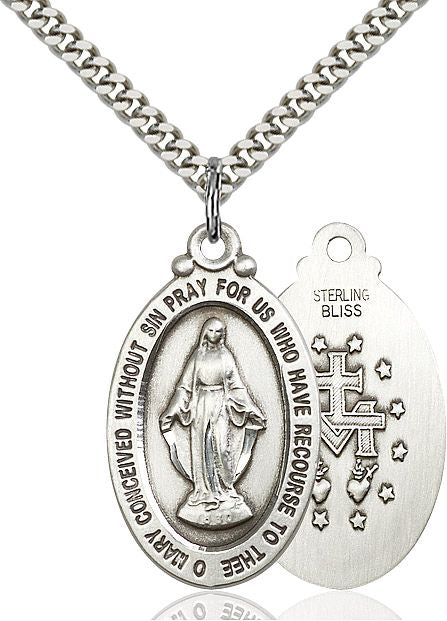 Miraculous medal 4145M1, Sterling Silver