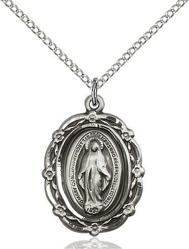 Miraculous medal 4146M1, Sterling Silver